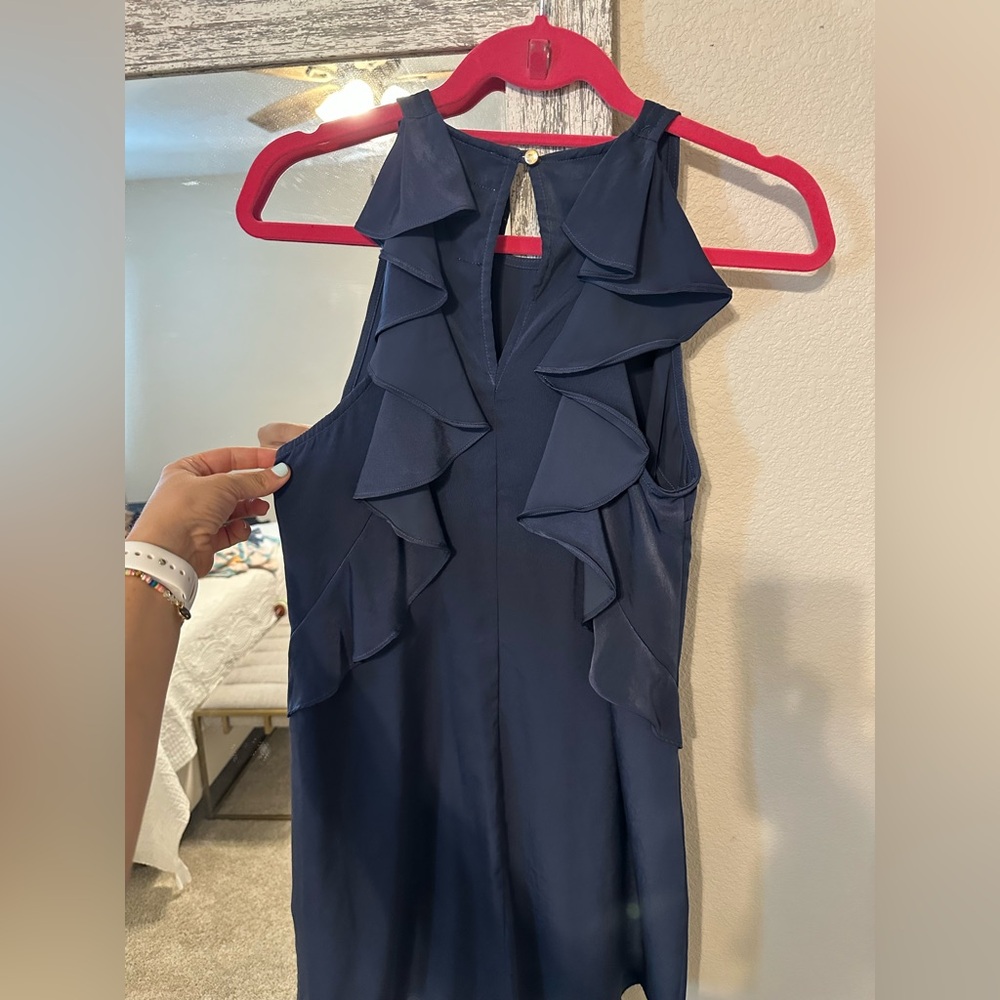 The Impeccable Pig Navy Blue Sleeveless Mini Dress